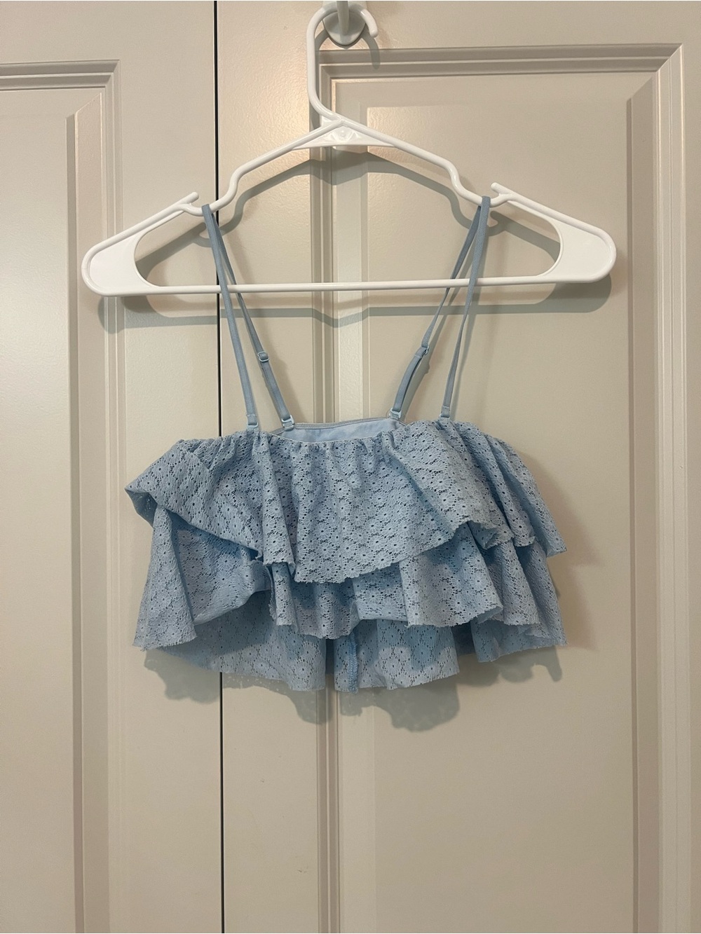 aerie Light Blue Eyelet Ruffle Camisole